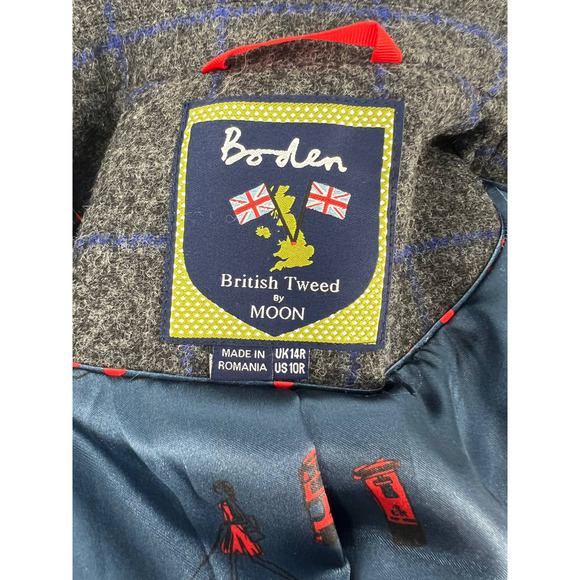 Boden British Tweed by Moon Wool Blazer in Charcoal Windowpane - Picture 11 of 16